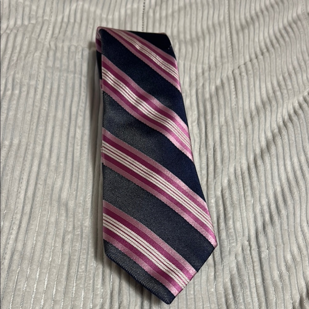 Ike Behar Pink and Blue Striped Tie